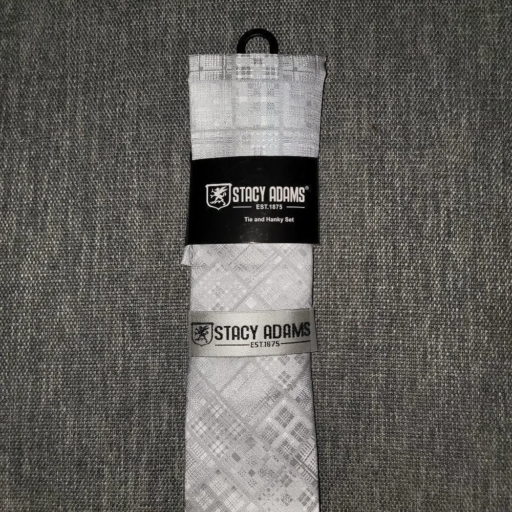 Stacy Adams Men's Silver Tie and Hanky Set Size OS